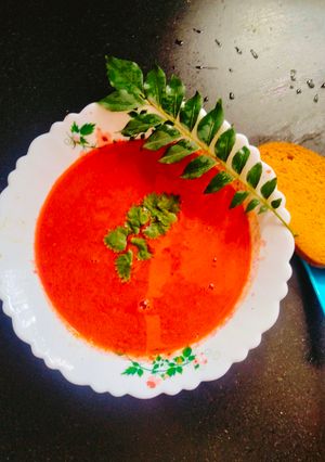 A picture of TOMATO SOUP 🍲 Creamy Tomato soup 🍲.