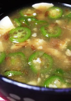 A picture of Okra Miso Soup (with Lots of Okra).