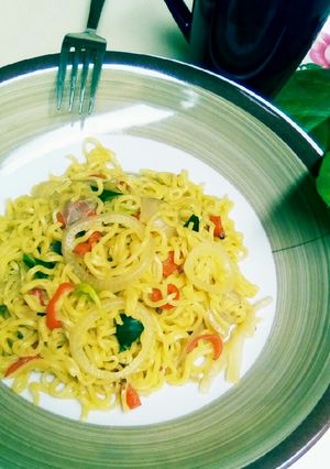 A picture of Tasty chicken noodle.