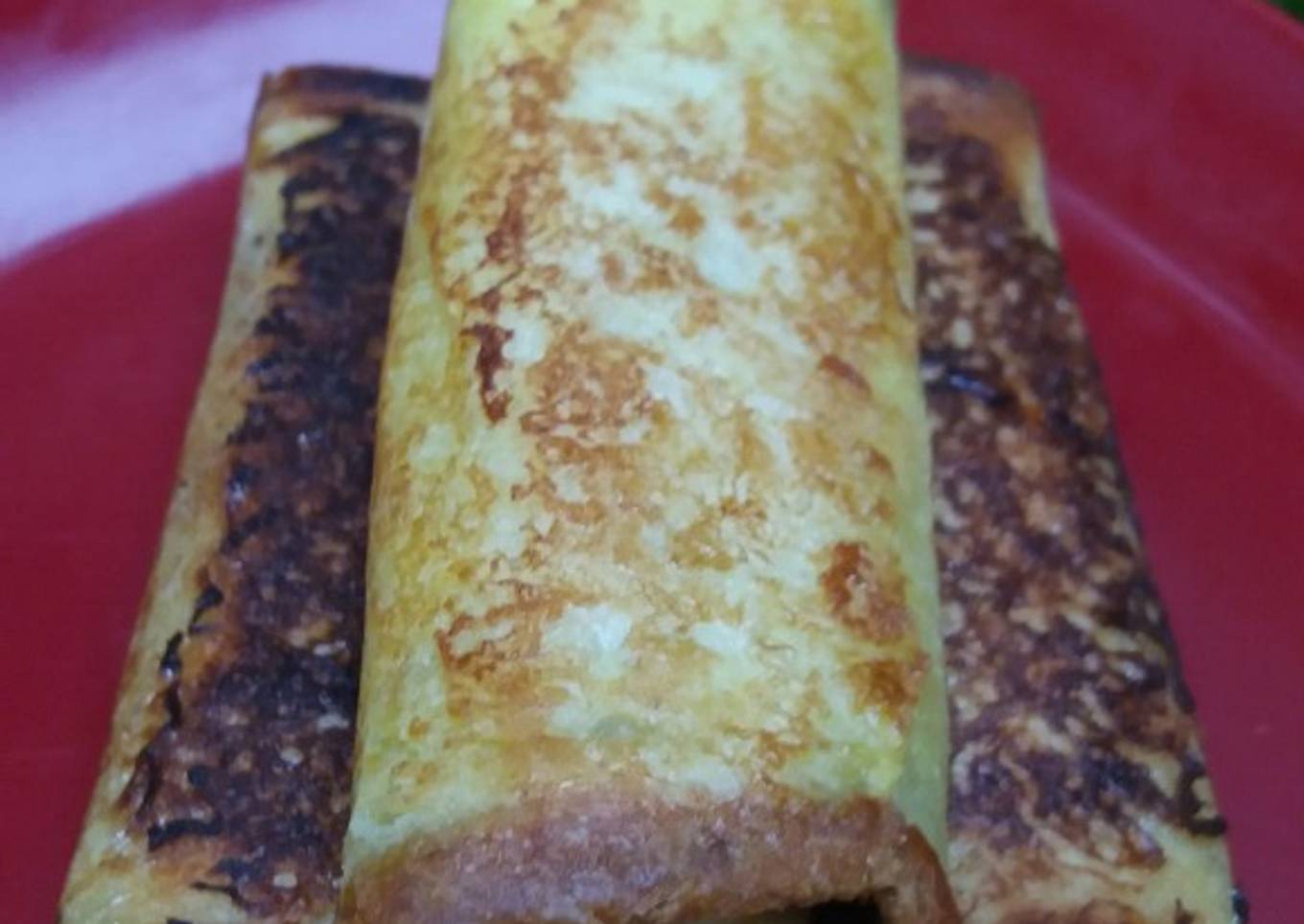 Roti Tawar isi Vla Pisang Coklat