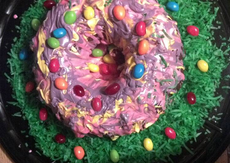 Simple Way to Make Quick Rainbow Ring Easter Cake