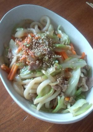 A picture of Easy Stir-Fried Udon with BBQ Sauce.