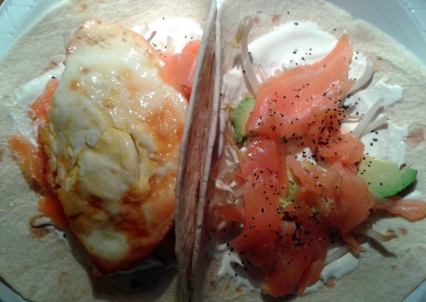 Smoked salmon & egg tortilla