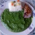 Puré de papa y espinaca con pescado frito