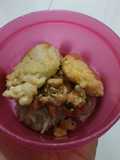 Nasi tim tumis ayam+tahu goreng