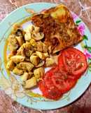 Tortilla de Vegetales y Pollo al Curry con Champignone🥕🥒🥔🍗😋