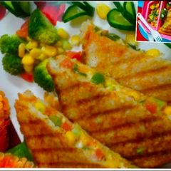 Healthy Grilled Corn Capsicum Broccoli Sandwich A picture of Healthy Grilled Corn Capsicum Broccoli Sandwich.