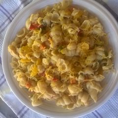 A picture of Macaroni with pasta sauce.