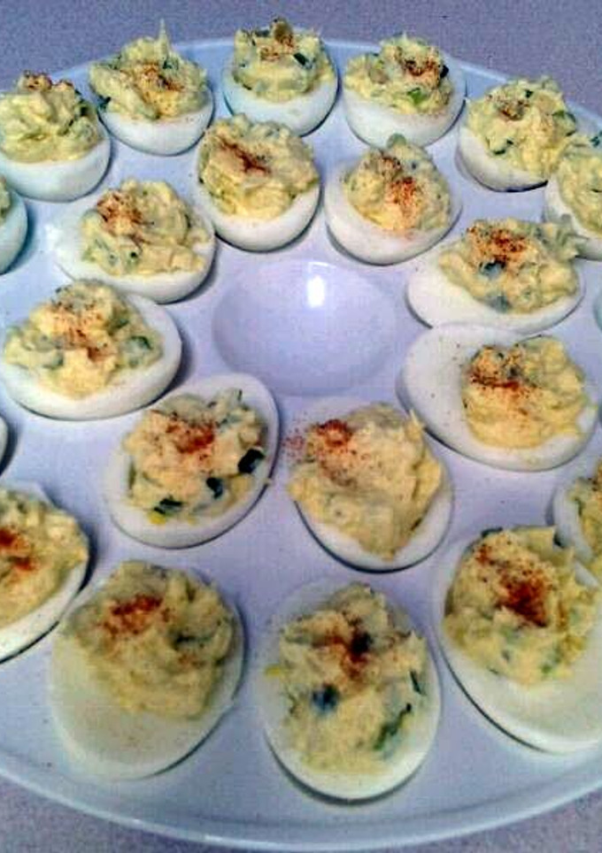 A picture of The best deviled eggs.