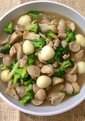Foto resep Cah jamur brokoli telor puyuh