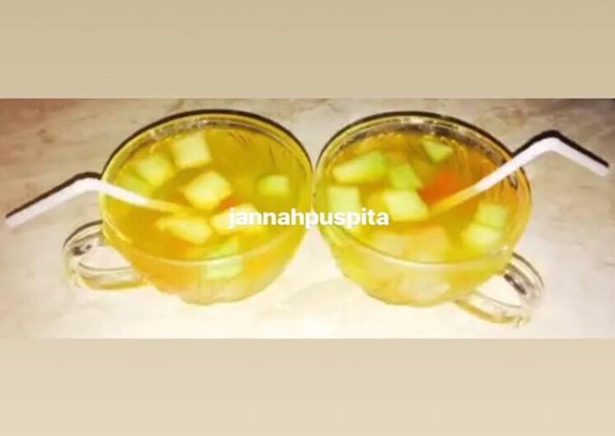 Anti Ribet, Buat Lychee orange ice delight with fruits Simpel