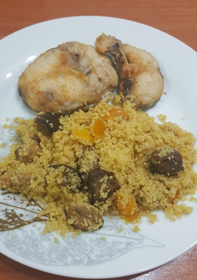 Una foto de Cous cous con verdura y merluza