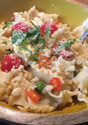 A picture of Pea Pasta - a simple supper.