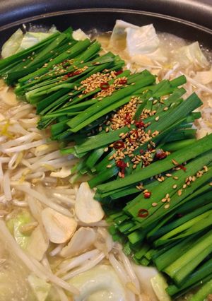 A picture of Authentic Hakata-Style Soy Sauce Motsu Nabe at Home.