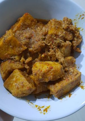 Foto resep Tahu pedas serundeng vege