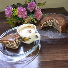 Çhocolate Çrepes Çake with Çoffee A picture of Çhocolate Çrepes Çake with Çoffee.