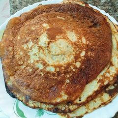 A picture of Pancakes fluffy n tasty #theme challenge.