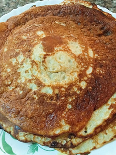 A picture of Pancakes fluffy n tasty #theme challenge.