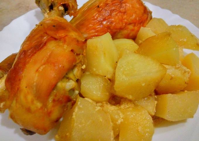 Курица в духовке с картошкой и овощами пошагово