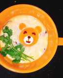 Thịt gà nấm hương hấp trứng cho bé