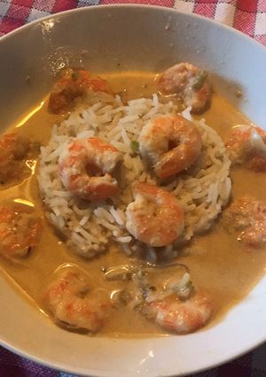 Une photo de Crevettes au lait de coco façon Thaï