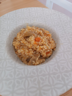 Una foto de Risotto de calabaza y setas