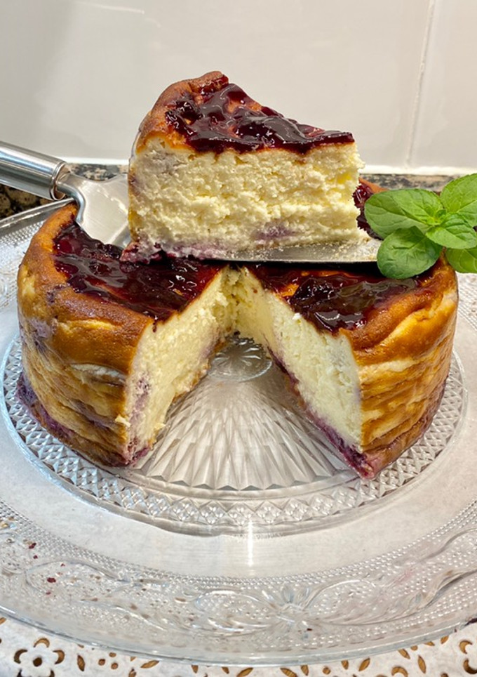 Una foto de Tarta de queso con arándanos
