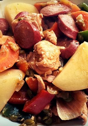 A picture of Chicken Afritada sa Gata.