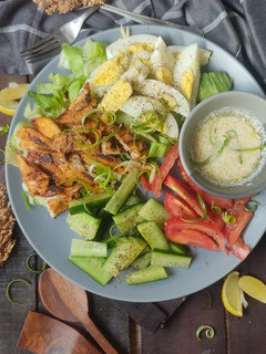 A picture of Baked chicken salad.