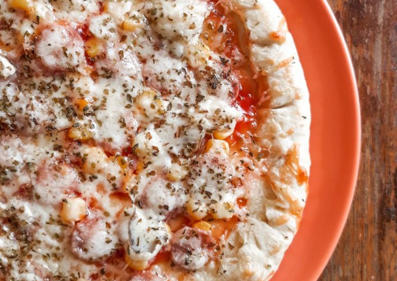 Pizza tanpa eneg, takaran sendok, teflon/oven