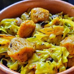 A picture of Simple cabbage soya chunks dry sabji.