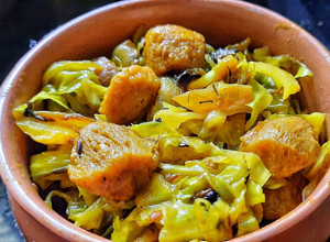 A picture of Simple cabbage soya chunks dry sabji.