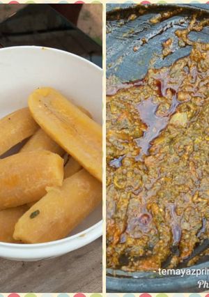 A picture of Ampesi with kontomire😋🥰.