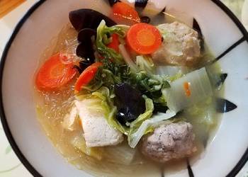 Easiest Way to Cook Perfect Napa cabbage tofu and chickenball soup Instant pot maxmommasrecipes