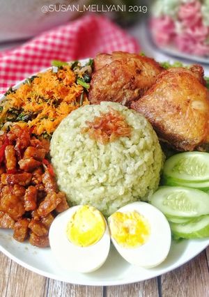 Foto resep Nasi lemak hijau pandan