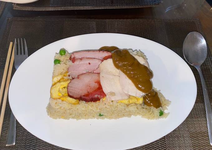 Special fried rice with curry sauce - UK chip shop style