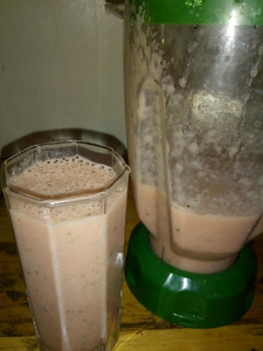 A picture of Water melon and banana smoothie.