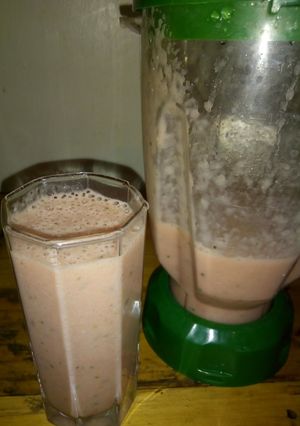 A picture of Water melon and banana smoothie.