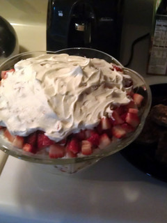 A picture of Fresh strawberry trifle.