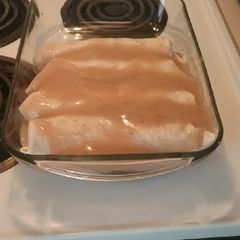 A picture of Chicken and Stuffing Enchiladas.