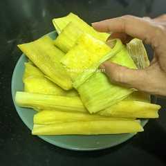 A picture of Indonesian sweet “Tamale” aka lepet jagung manis 😉.
