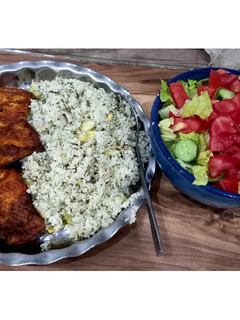 عکسی از دستور باقالی پلو ماهی 🐟