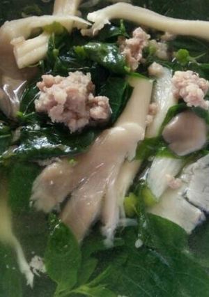 Hình của món Canh rau ngót nấm thịt bằm.
