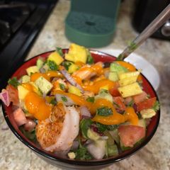 Mango salsa shrimp bowl A picture of Mango salsa shrimp bowl.