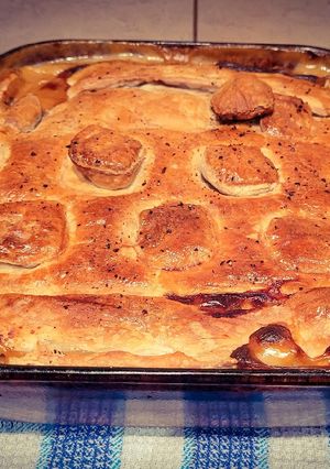 A picture of Chicken and mushroom pie.