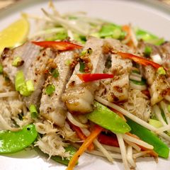 A picture of Asian Style Grilled pork chops with vermicelli noodles 🍜.