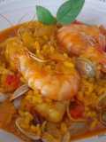 Arroz caldoso con rape y gambas