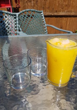 A picture of My Mango & Lemon Refreshing Drink.😀.