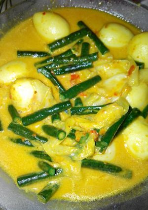 Foto resep Gulai kacang panjang ala padang (+ kol & telor puyuh)