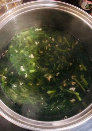 Hình của món Canh cải cúc thịt băm.
